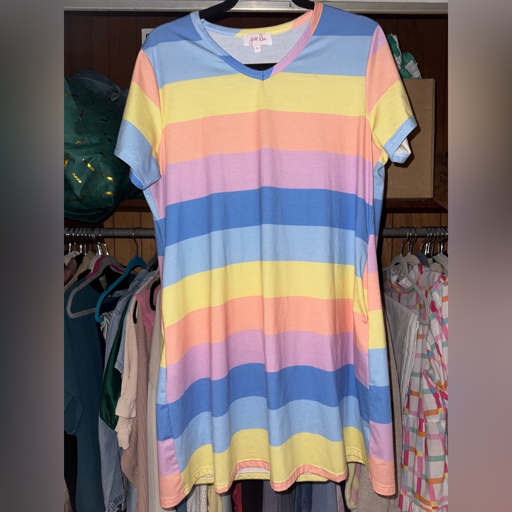 Colorful Striped T-Shirt Dress